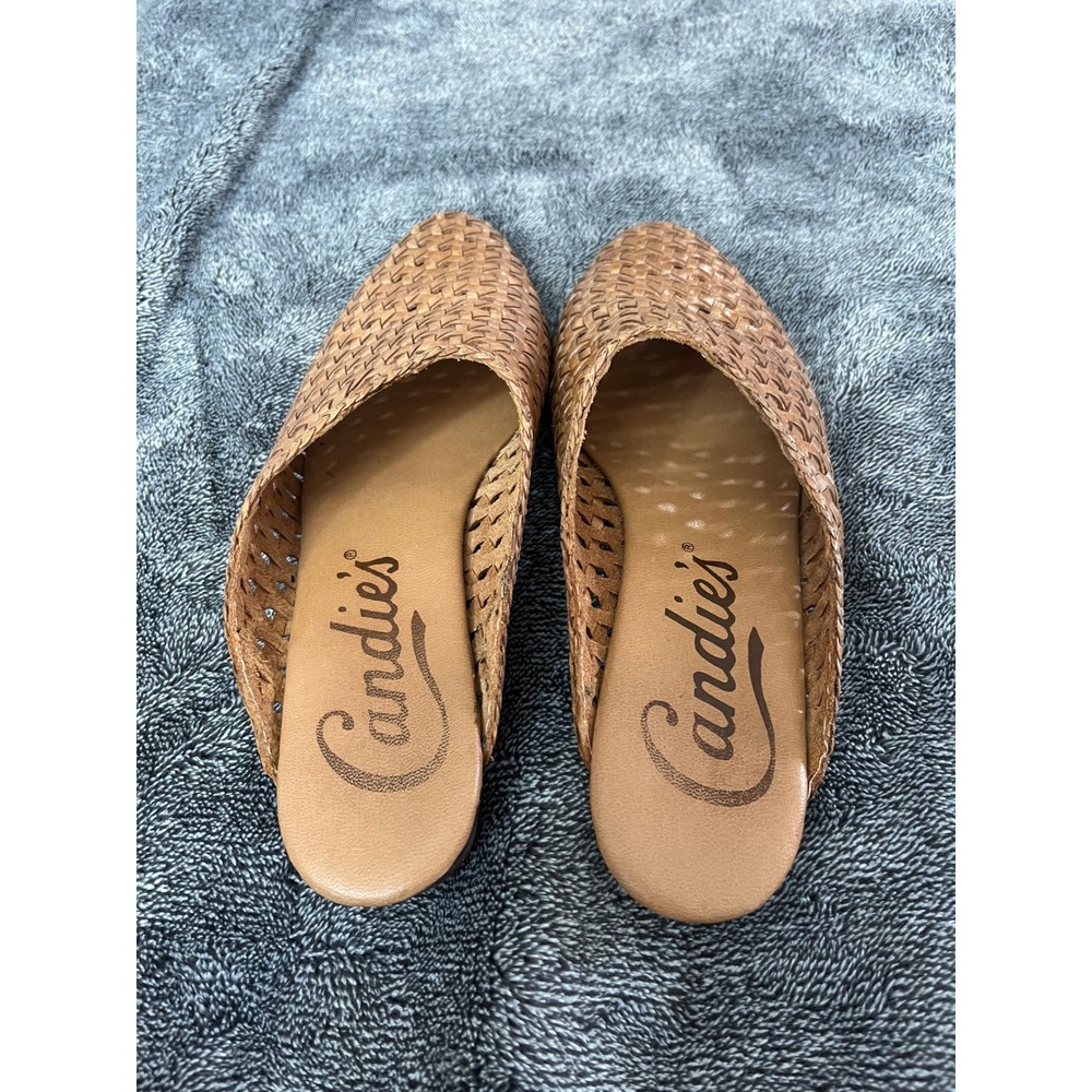 Candie's Woven Tan Mule Flats - Picture 3 of 6